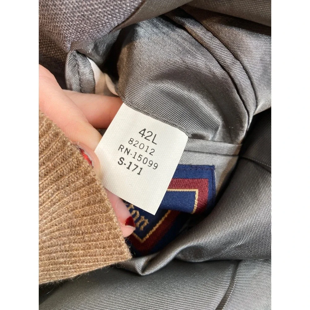 VTG 70s‎ BARRINGTON Mens Gray Gold-Buttons Blazer Sz 42L Preppy-Retro Old School
